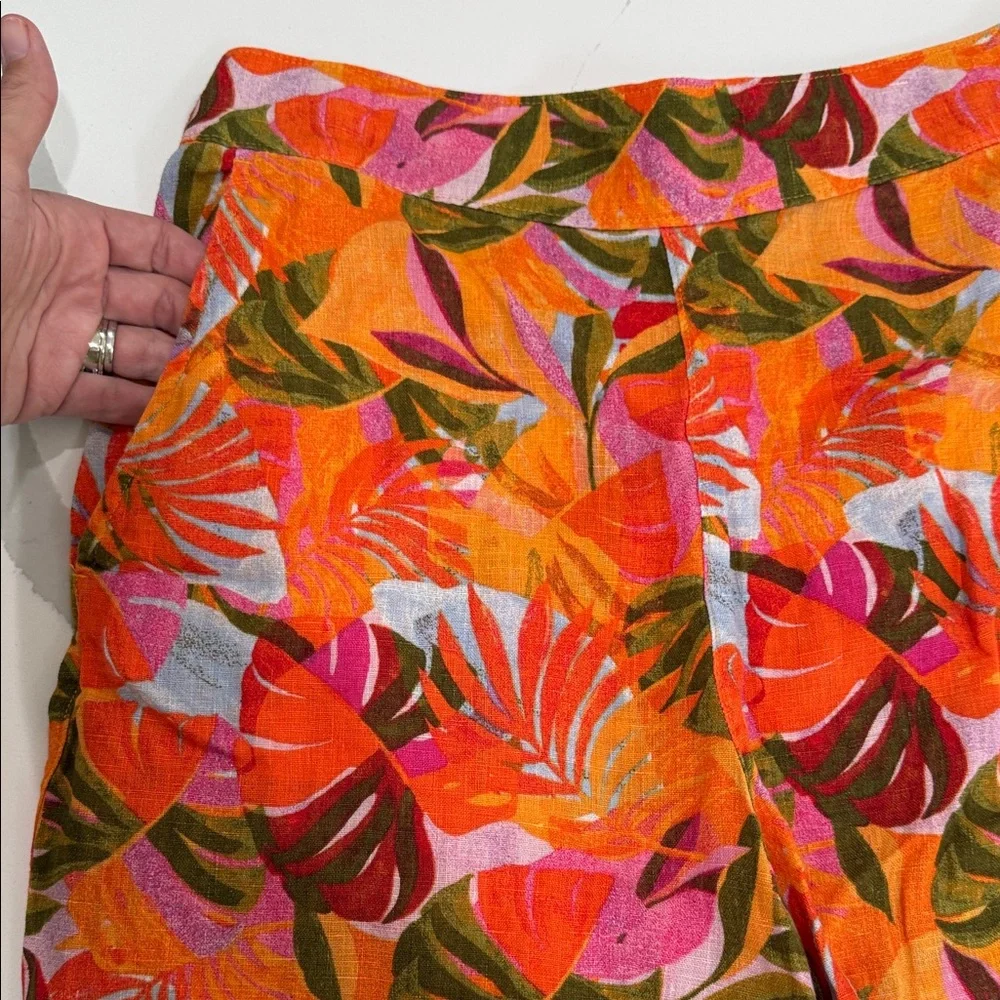 C&C California Colorful Tropical Wide Leg 100% Linen Pants size Medium - Picture 2 of 4